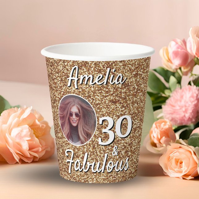 Gobelets En Papier 30 et Fabulous Gold Parties scintillant 30e annive (Créateur téléchargé)