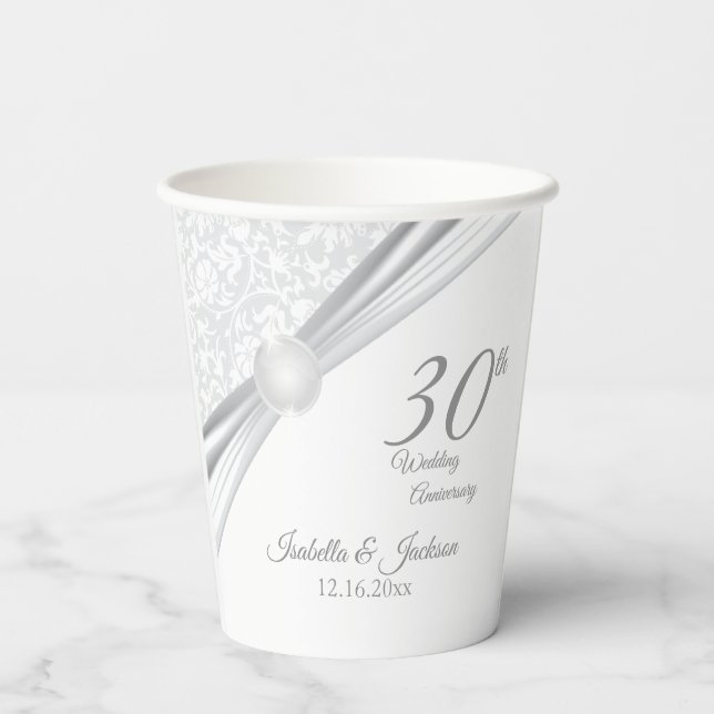 Gobelets En Papier 30e anniversaire du Mariage Pearl (Verso)