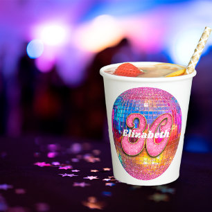 Gobelets En Papier 30e anniversaire Parties scintillant rose Super le