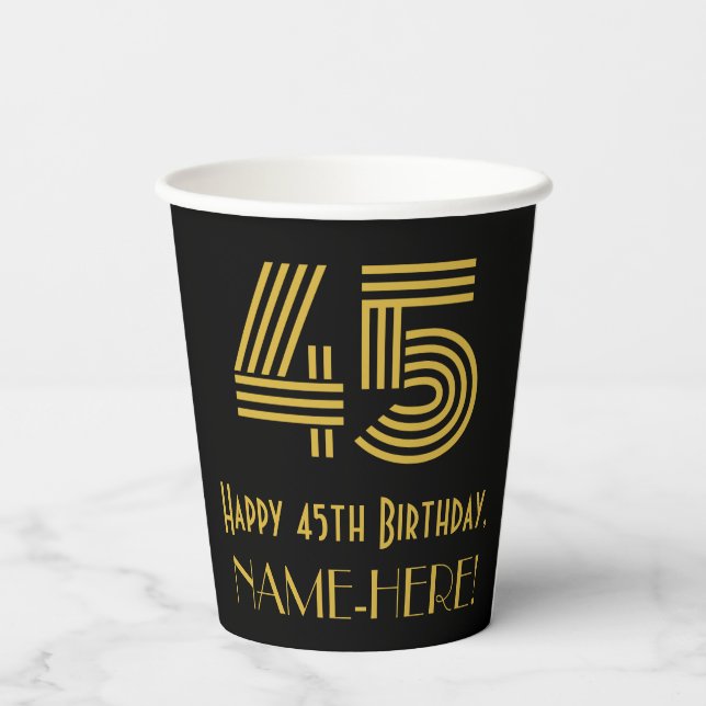 Gobelets En Papier 45e anniversaire : Art Déco Inspiré Look "45" & No (Verso)