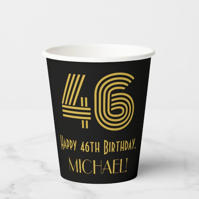 Gobelets En Papier 46e anniversaire : Art Déco Inspiré Look "46" & No (Recto)