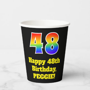 Gobelets En Papier 48e anniversaire : coloré, amusant, excitant, arc-