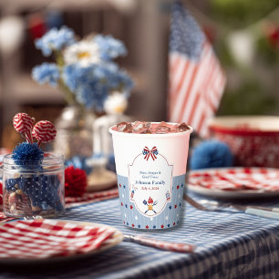 Gobelets En Papier 4 juillet BBQ Rouge Blanc Bleu Rayures Patriotique