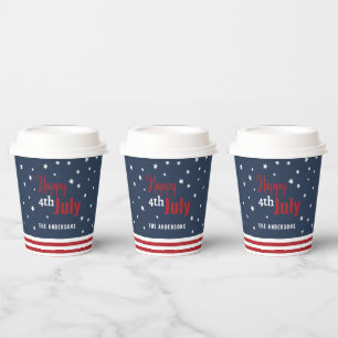 Gobelets En Papier 4 juillet fête rouge blanc et bleu