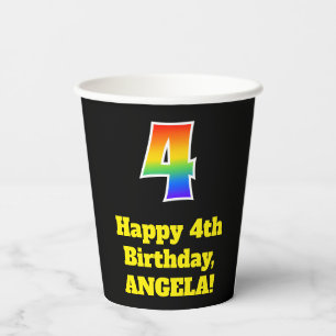 Gobelets En Papier 4e anniversaire : Coloré, Amusant, Excitant, Arc-e