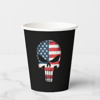 Gobelets En Papier 4th Of July Shirt For Women Men American Flag Skul