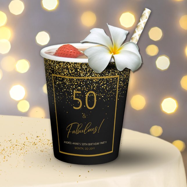 Gobelets En Papier 50 Fabuleux Anniversaire Gold Parties scintillant  (Créateur téléchargé)