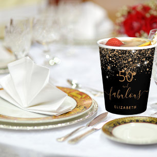 Gobelets En Papier 50 fabuleux anniversaire parties scintillant en or