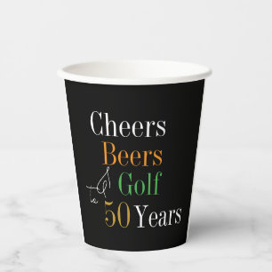 Gobelets En Papier 50e anniversaire Cheers and Beers Golf Black and G