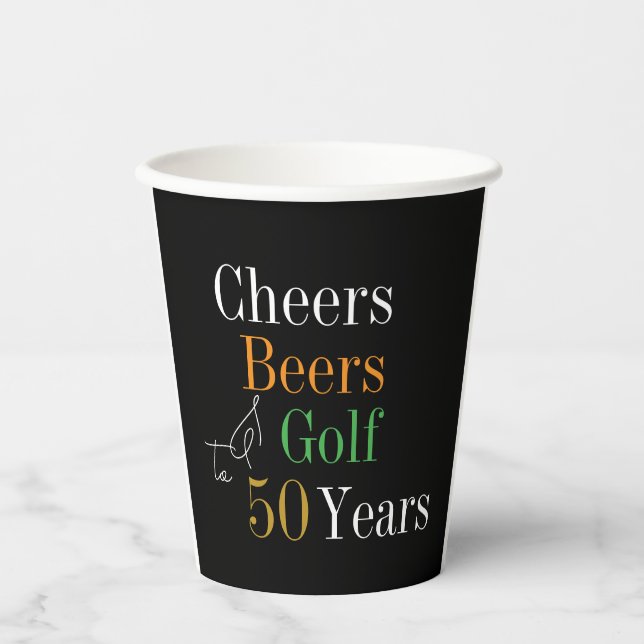 Gobelets En Papier 50e anniversaire Cheers and Beers Golf Black and G (Recto)