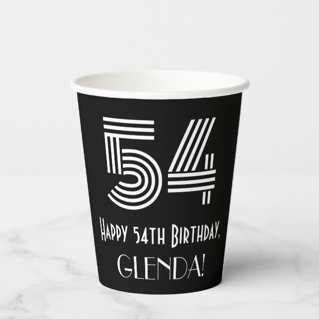 Gobelets En Papier 54e anniversaire — Art Déco Inspiré Look "54" + No (Verso)