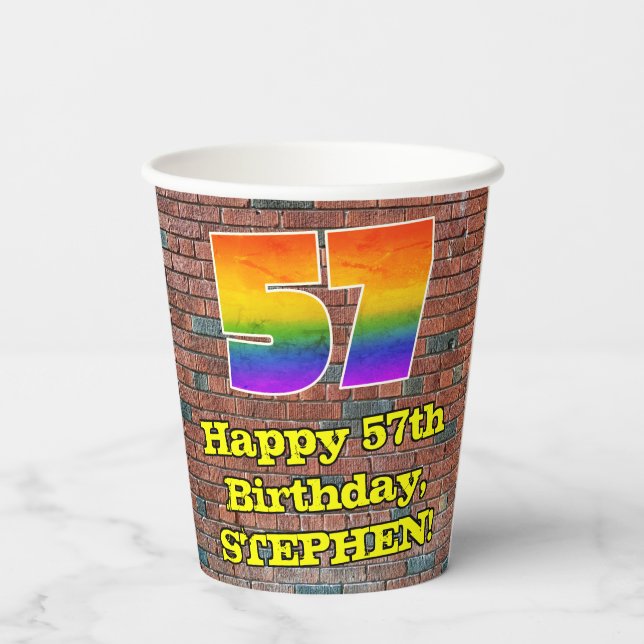 Gobelets En Papier 57e anniversaire : Arc en ciel inspiré par les gra (Verso)