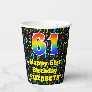 Gobelets En Papier 61e anniversaire : notes de musique amusantes, arc