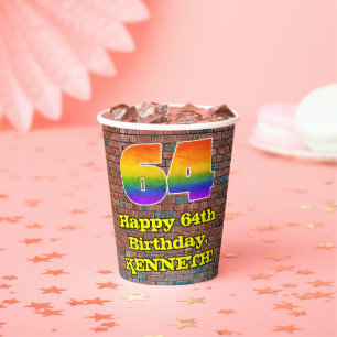 Gobelets En Papier 64e anniversaire : Arc-en-ciel amusant inspiré par