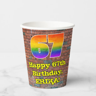 Gobelets En Papier 67e anniversaire : Arc-en-ciel amusant inspiré par
