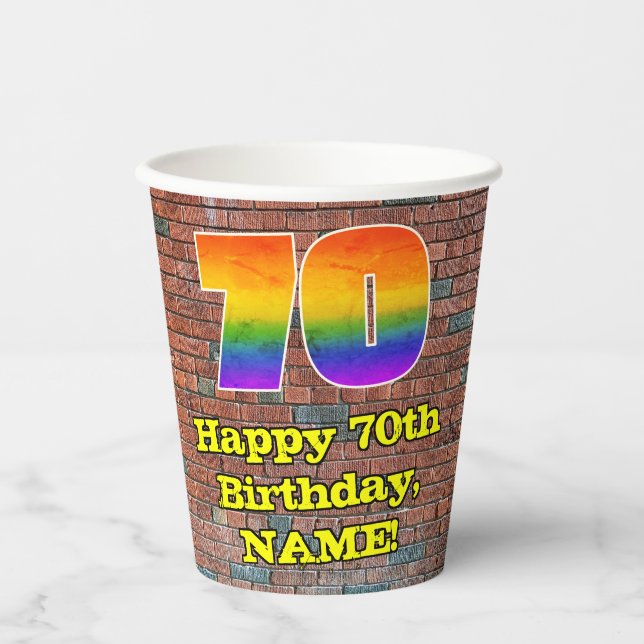 Gobelets En Papier 70e anniversaire : Arc en ciel inspiré par les gra (Recto)