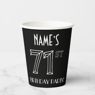 Gobelets En Papier 71e fête d'anniversaire : Style Art Déco + Nom per