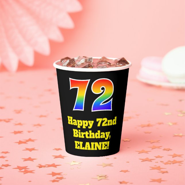 Gobelets En Papier 72e anniversaire : Coloré, Amusant, Excitant, Arc- (Insitu)