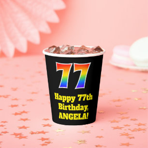 Gobelets En Papier 77e anniversaire : coloré, amusant, excitant, arc-