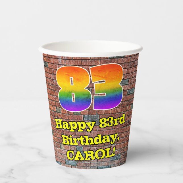 Gobelets En Papier 83e anniversaire : Arc-en-ciel amusant inspiré par (Recto)