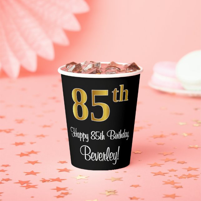 Gobelets En Papier 85e anniversaire - Elégant luxe Faux Gold Look # (Insitu)