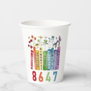 Gobelets En Papier 8647 Subtle Anti Trump Anti MAGA 86 47 Floral LGBT