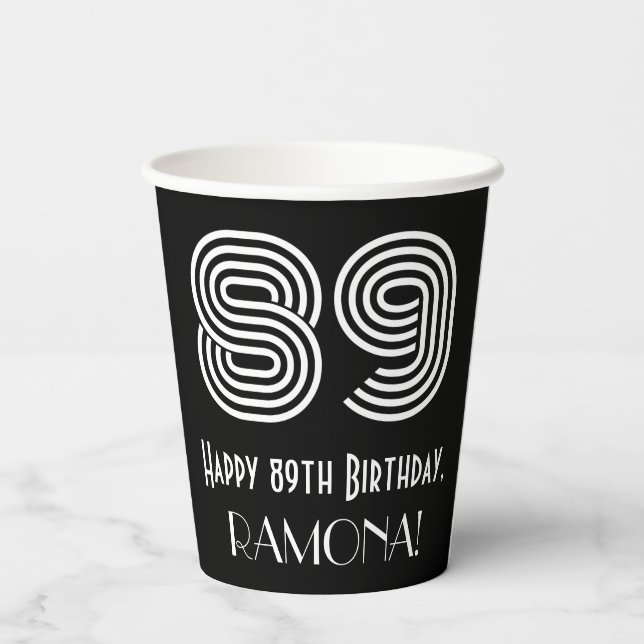 Gobelets En Papier 89e anniversaire — Art Déco Inspiré Look "89" + No (Verso)