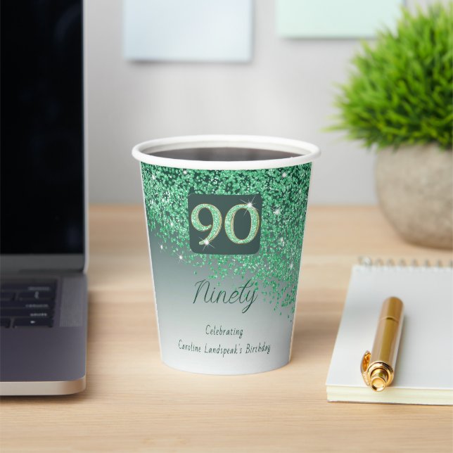 Gobelets En Papier 90e anniversaire Classy Falling Green Parties scin (Insitu)