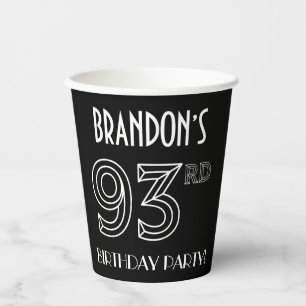 Gobelets En Papier 93e fête d'anniversaire : Style Art Déco + Nom per