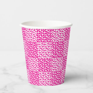 Gobelets En Papier à damiers Amour en Magenta et Blanc