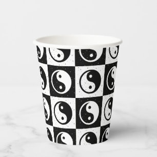 Gobelets En Papier À damiers blanc noir Yin-yang Zen Block Imprimer