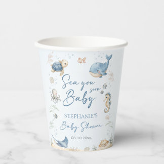 Gobelets En Papier À la mer bientôt Baby Shower 