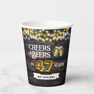 Gobelets En Papier À la santé et bières pour 47 ans d'anniversaire ru