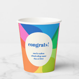 Gobelets En Papier Abstrait Rainbow Custom Graduation Félicitations