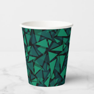 Gobelets En Papier Abstrait vert émeraude polygonale motif jeter pil