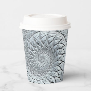 Gobelets En Papier Abstraite spirale gris clair