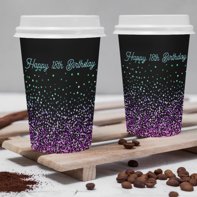 Gobelets En Papier Accent de paillettes colorées noir (Créateur téléchargé)