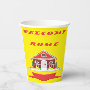 Gobelets En Papier Accueil design lumineux jaune et rouge