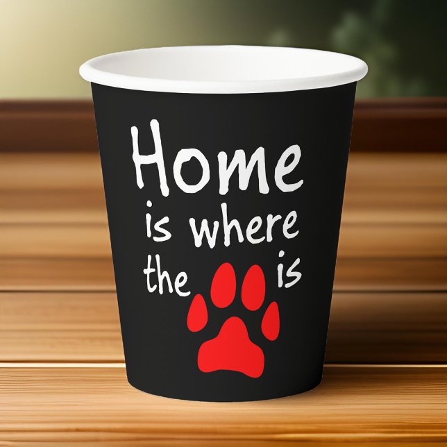 Gobelets En Papier Accueil est où est l'empreinte de patte - Black Pa (Black cup, cozy vibes! 🖤🐾 #HomeSweetHome #PawsAndRelax)