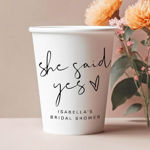 Gobelets En Papier ADELLA Moderne Minimaliste Elle a Dit Oui Enterrem