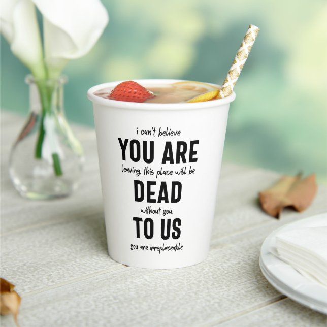 Gobelets En Papier adieu du collègue, retraite, adieu du collègue, (Insitu)
