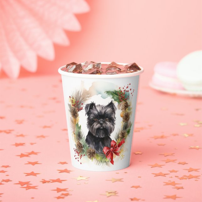 Gobelets En Papier Affenpinscher Christmas Wreath Festive Pup (Insitu)