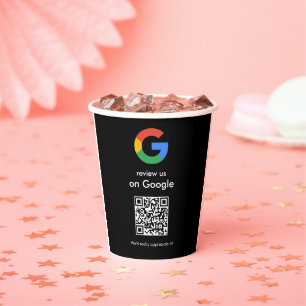 Gobelets En Papier Affiche de code QR Google pour avis moderne
