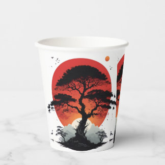 Gobelets En Papier African Sunset Tree