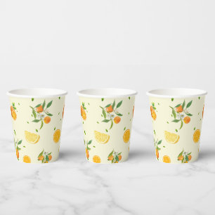 Gobelets En Papier Agrumes TROPICALES FRUITS D'ÉTÉ Citron orange tran