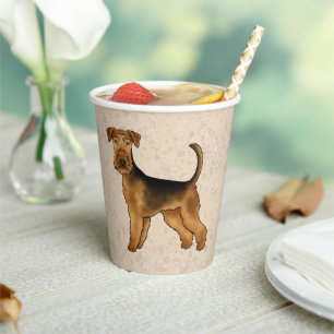 Gobelets En Papier Airedale Terrier mignon Dessin De Caricature Chien
