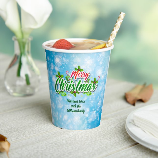 Gobelets En Papier Ajouter Nom de famille Correspondant Joyeux Noël b (Insitu)