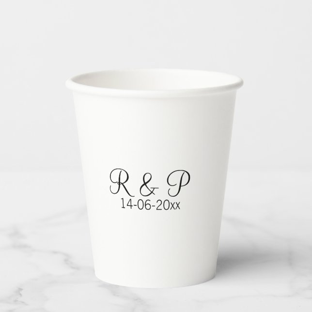 Gobelets En Papier Ajouter un nom de couple monogramme ajouter date a (Recto)
