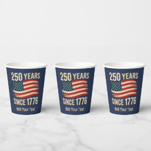 Gobelets En Papier Ajoutez Votre Texte Vintage Grunge Drapeau América