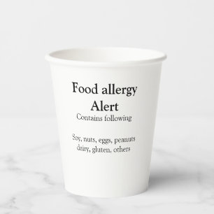 Gobelets En Papier Alerte d'allergie alimentaire ajouter un nom aux a